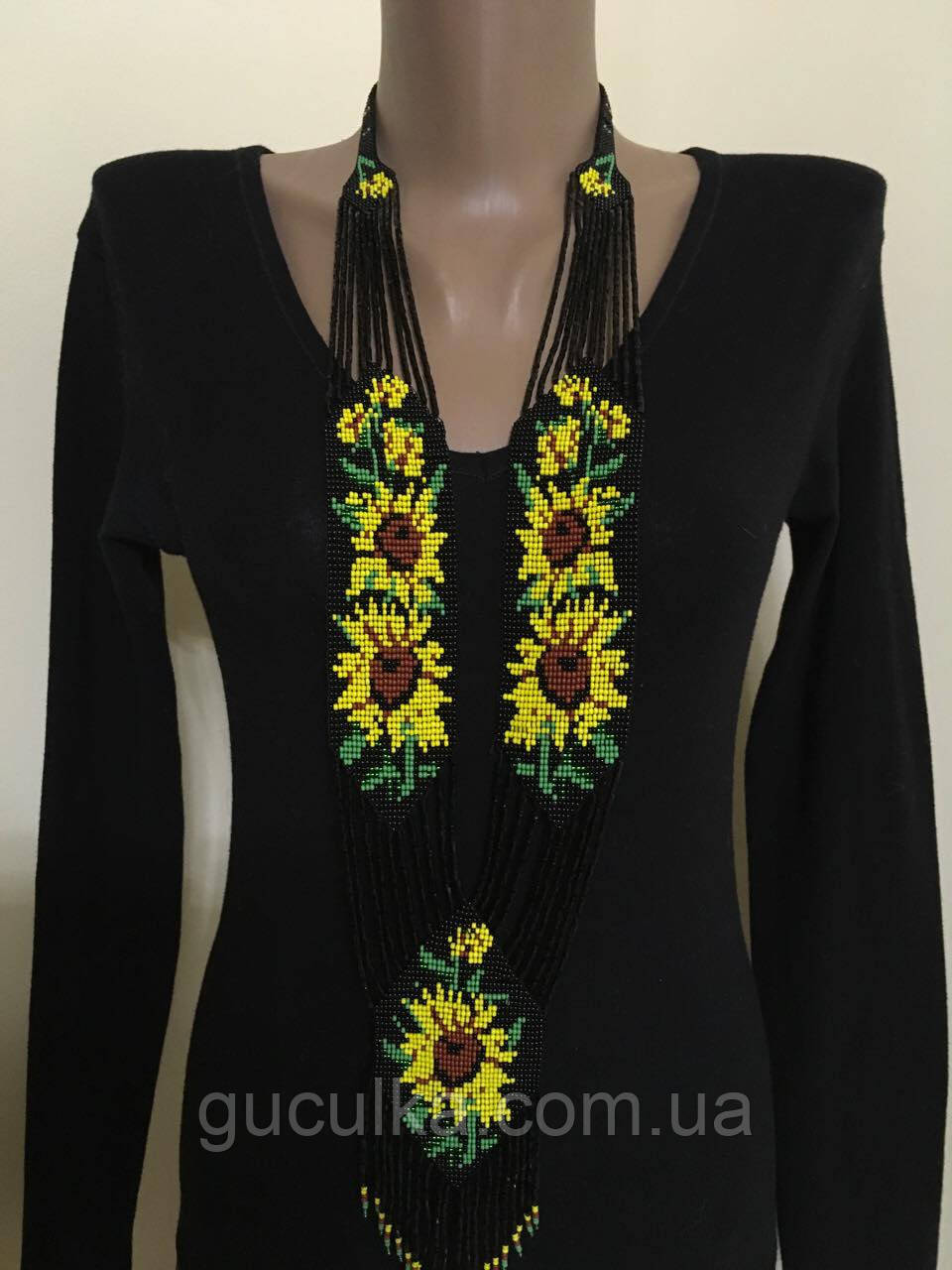 Гердан намисто з бісеру ручної роботи "Соняхи", фото 1