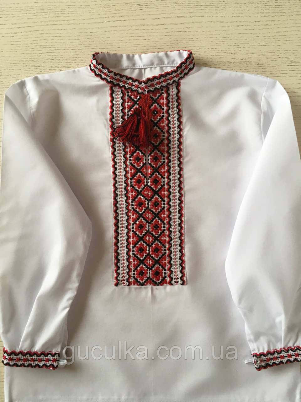 Сорочка біла вишита хрестиком ручної роботи для хлопчика на 2 роки, фото 1