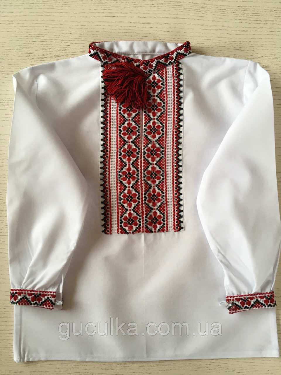 Сорочка біла вишита хрестиком ручної роботи для хлопчика на 2 роки, фото 1