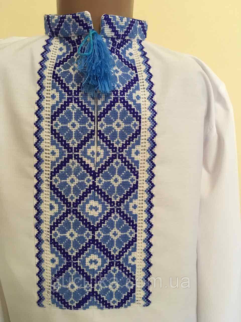 Вишиванка хлопчакова вишита хрестиком та мережкою 9-10 років, фото 1