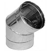 Коліно димоходу фіксоване 45 неіржавка Версія Люкс D-220 мм товщина 0,6 мм