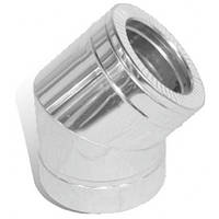 Коліно димоходу двостінне неірж/оцинк Версія Люкс 45° D-100/160 товщина 0,6 мм