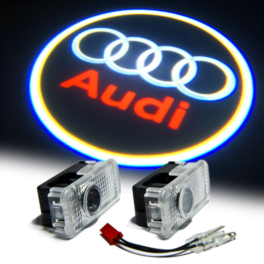 Підсвітка у двері з логотипом авто Audi (Ауді). Комплект 2 лампочки