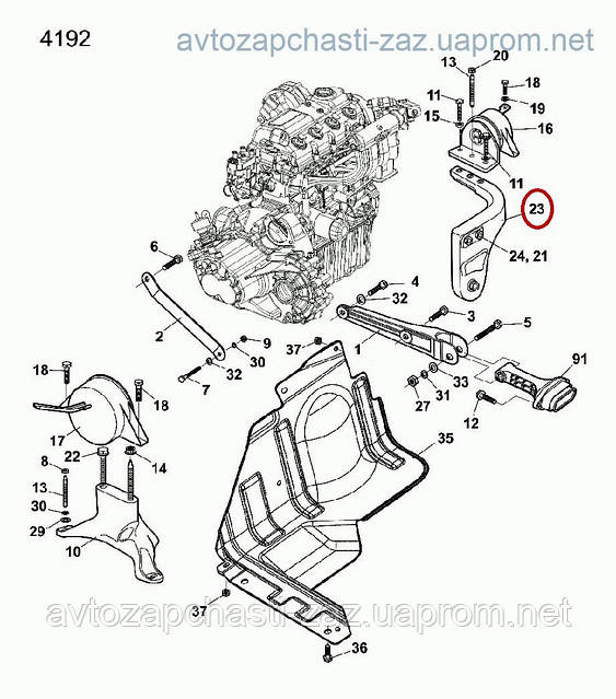 Литой кронштейн правой опоры в сборе Zaz Vida sf6950-1001010