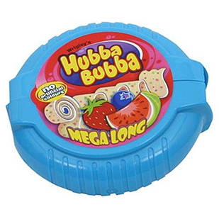 Жувальна гумка Hubba Bubba (полуниця, чорниця, кавун) у стрічці, 56 г.