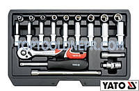 Набор торцевых головок YATO 1/4", М=4-13 мм з инстр-ми, хром-ванад., 23 шт.