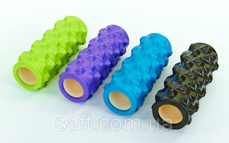 Роллер массажный (Grid Roller) для йоги, пилатеса, фитн. (d-10см, l-31см, цвета в ассортименте) - фото 1 - id-p613185470
