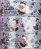 Репсова стрічка з малюнком 2.5 см "Little princess", 25 ярд, оптом, фото 3