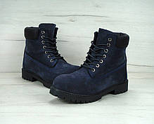 Зимові черевики Timberland navy, чоловічі черевики з штучним хутром. ТОП Репліка ААА класу., фото 2