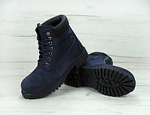 Зимові черевики Timberland navy, чоловічі черевики з штучним хутром. ТОП Репліка ААА класу., фото 3
