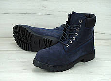 Зимові черевики Timberland navy, чоловічі черевики з штучним хутром. ТОП Репліка ААА класу., фото 2