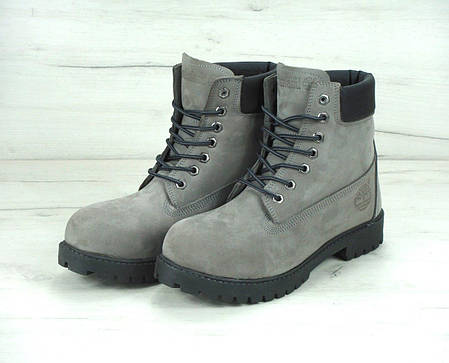 Зимові черевики Timberland Grey, чоловічі черевики з штучним хутром. ТОП Репліка ААА класу., фото 2