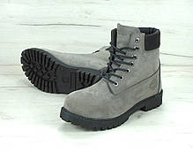 Зимові черевики Timberland Grey, чоловічі черевики з штучним хутром. ТОП Репліка ААА класу., фото 2
