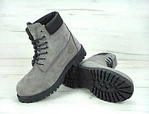 Зимові черевики Timberland Grey, чоловічі черевики з штучним хутром. ТОП Репліка ААА класу., фото 3