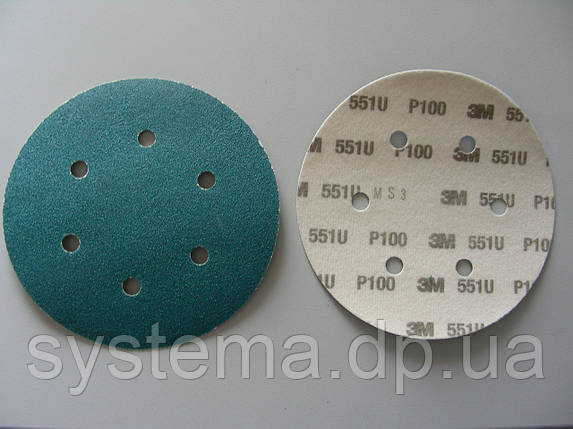 Абразивні диски 3M 551U LD600A Hookit™ (цирконат алюмінію) 6 отв., P120, 125 мм, фото 2