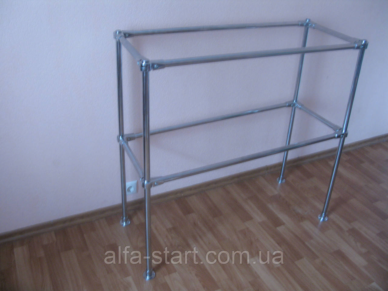 Металева стійка вішалка Острів два яруси з хромованих труб Система Джокер, фото 1