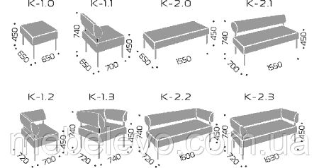 Офисный диван Квадро 2.2 угол трехместный 160х72 h-74 ТМ Style Group - фото 5 - id-p613397867