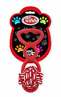 Игрушка для собак Веревочная шар с резиновой ручкой Pet Nova 20 см красный