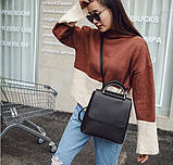 Жіночий рюкзак сумка екокожа чорний, фото 4