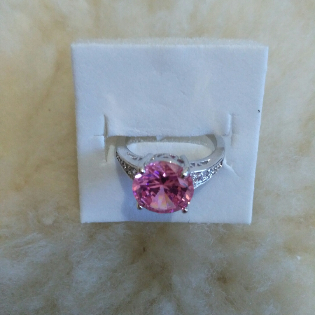 Женское кольцо с розовым топазом 17,18р бижутерия. - фото 2 - id-p354499093