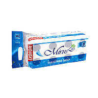 Туалетная бумага белая бытовой рулон 8 шт Mirus Econom 2-х слойная целлюлоза