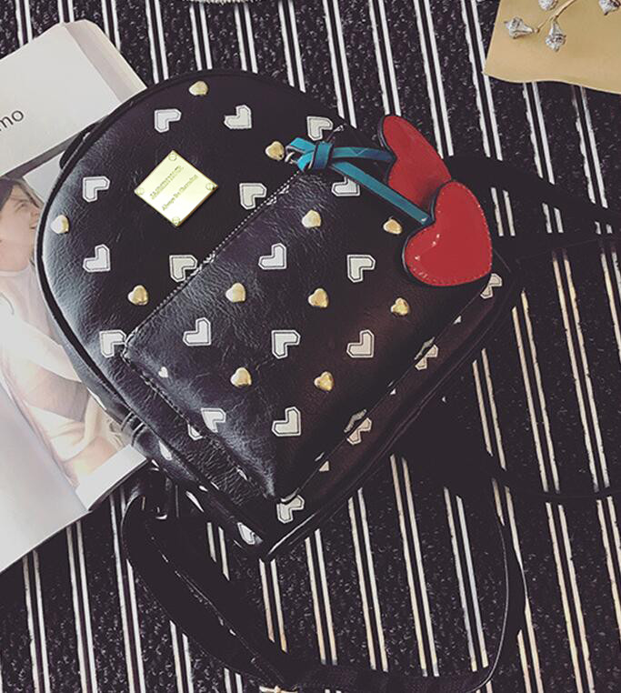 Рюкзак жіночий міський для дівчаток, дівчат Вишеньки (чорний), фото 1