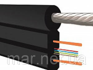 Кабель оптичний FTTH-002-SM-MR, 1000м = 1бхт, 2 волокна, несучий оцинкований сталевий трос.