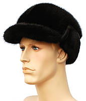 Чоловіча хутряна шапка з норки, Конфедератка (чорна), фото 3