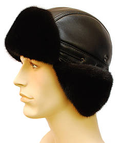 Зимова чоловіча шапка хутряна шубка,короткий вухо (чорна)