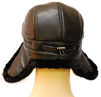 Зимова чоловіча шапка хутряна шубка,короткий вухо (чорна), фото 5