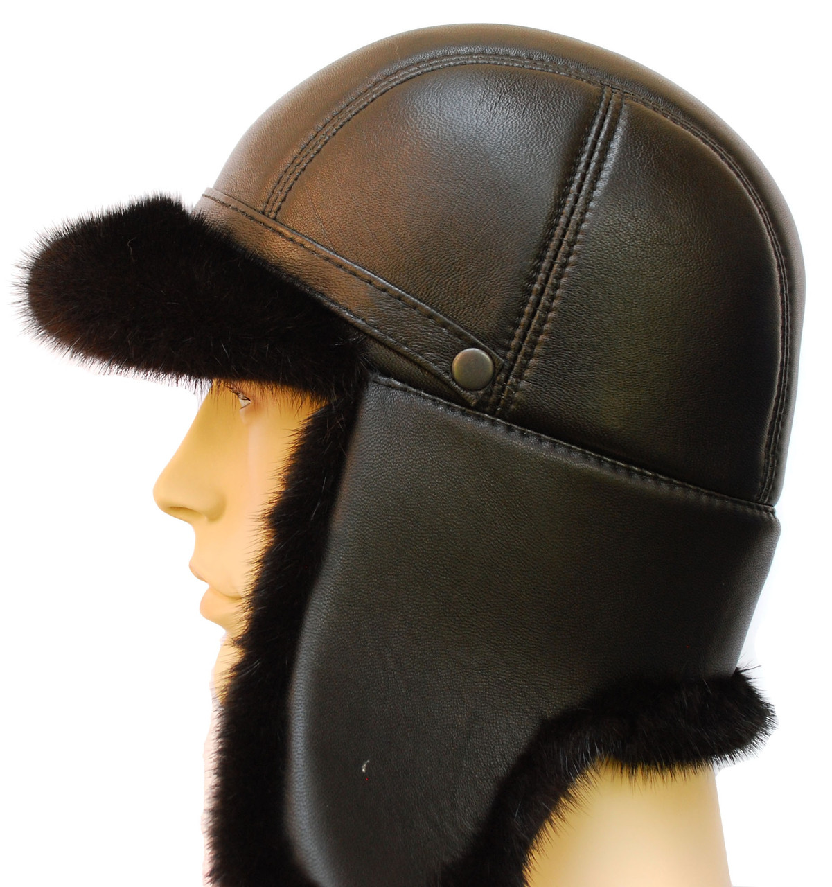 Меховая мужская шапка норковая, Мячик (чёрная) - фото 7 - id-p44255302