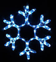 Светодиодная Снежинка уличная дюралайт 40 см, 24 LED, цвет - синий