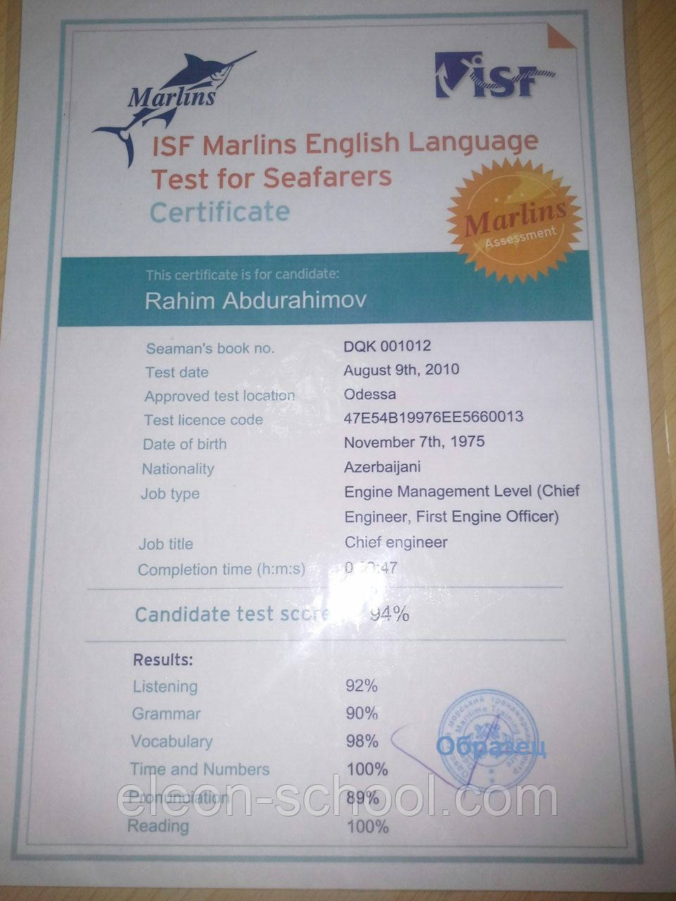 Допоможу здати Марлинс Тест Marlins Test Online