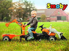 SMOBY Трактор з ПЕДАЛЯМИ Max Причіп Екскаватор