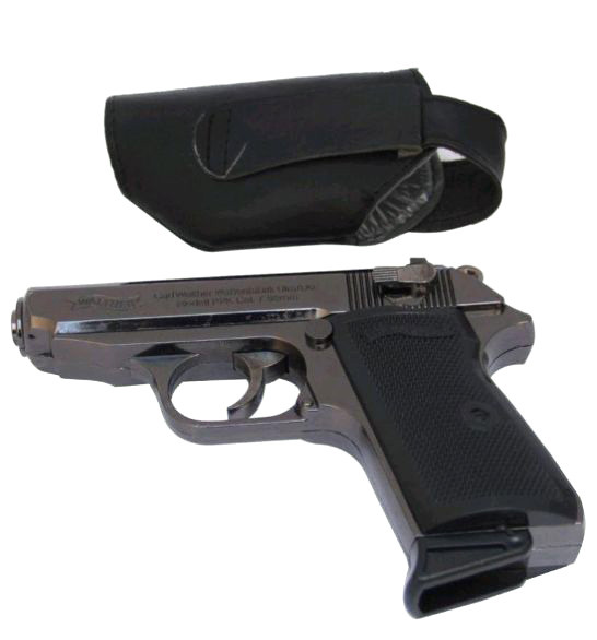 Запальничка у вигляді пістолета WALTHER чорний матовий в кобурі SKU0000885