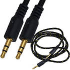 Шнур штекер 3,5 мм стерео-штекер 3,5 мм стерео, 1метр, чорний