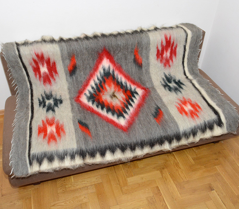 Карпатський плед із овечої вовни 100%