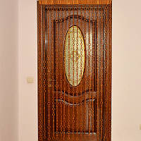 Деревянные шторы на дверь "Кольца", большое-меньше, светлые