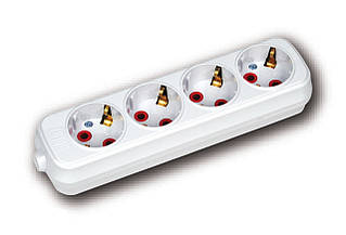 Колодка електрична 4 розетки із заземленням 16A Horoz