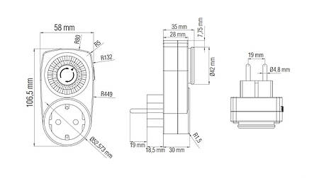Механічний таймер таймер Horoz Electric TIMER-1 max.3500Вт (108-001-0001-010), фото 2