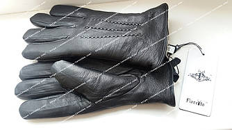 Чоловічі рукавички з натуральної шкіри оленя фірми Fioreyto підкладка з натурального хутра овчини