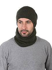 Комплект в'язаний шапка й баф зелений