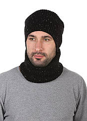Комплект в'язаний шапка й баф чорний