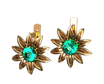 Сережки Ромашка з каменем