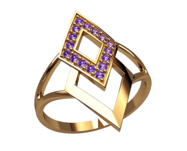 Кільце жіноче Ромб із камінням