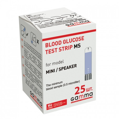 Тест-смужки GAMMA MS для глюкометрів ТМ GAMMA Speaker та ТМ GAMMA MINI, 25 шт