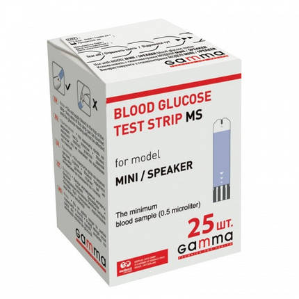 Тест-смужки GAMMA MS для глюкометрів ТМ GAMMA Speaker та ТМ GAMMA MINI, 25 шт, фото 1