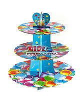 Стенд картонний для капкейків, мафінів, тістечок (h-32 см) розбірний "Водушні кулі" Empire EM-0308