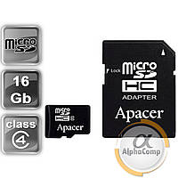 Картка пам'яті microSD 16 GB Apacer Class 4 (AP16GMCSH4-R) + adapter SD