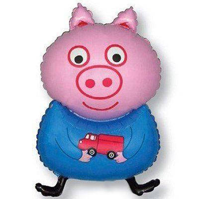 

Фольгированный шар большая фигура Поросенок Джордж с машинкой 79х45см Flexmetal